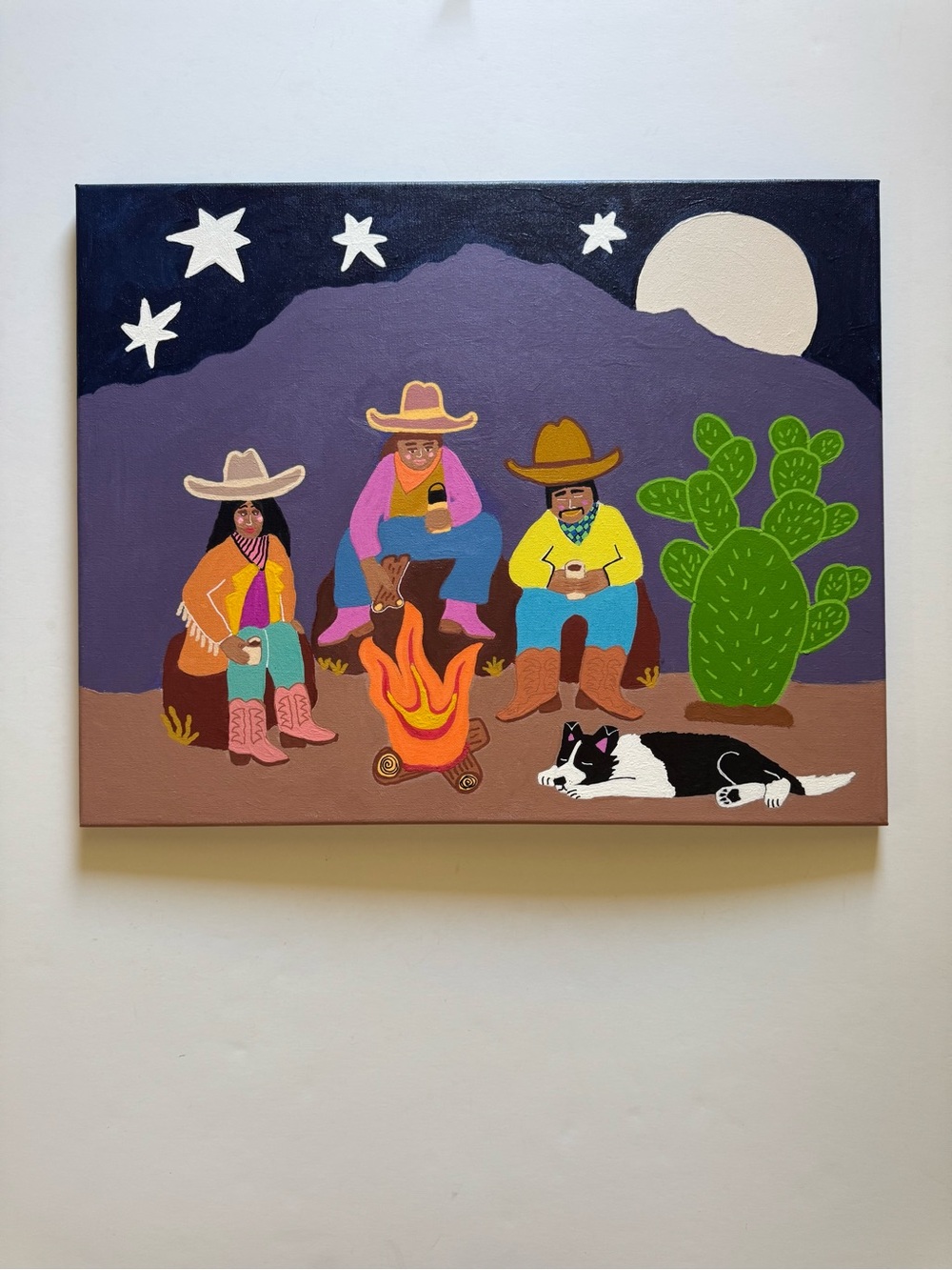 Southwestern Campfire Scene - Purple, Green & Orange